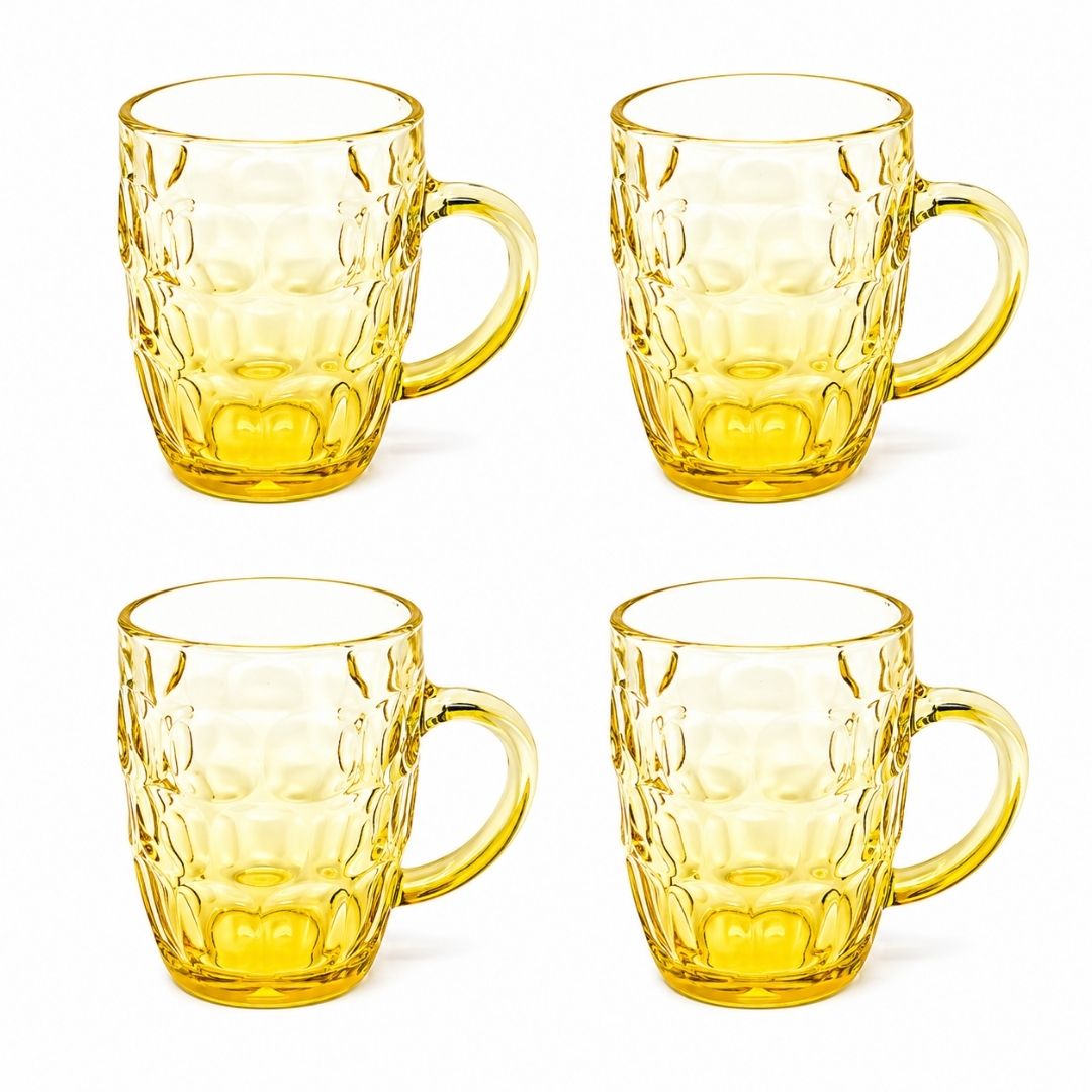 Set De 4 Tarros De Vidrio Transparente Con Asa 500 ml