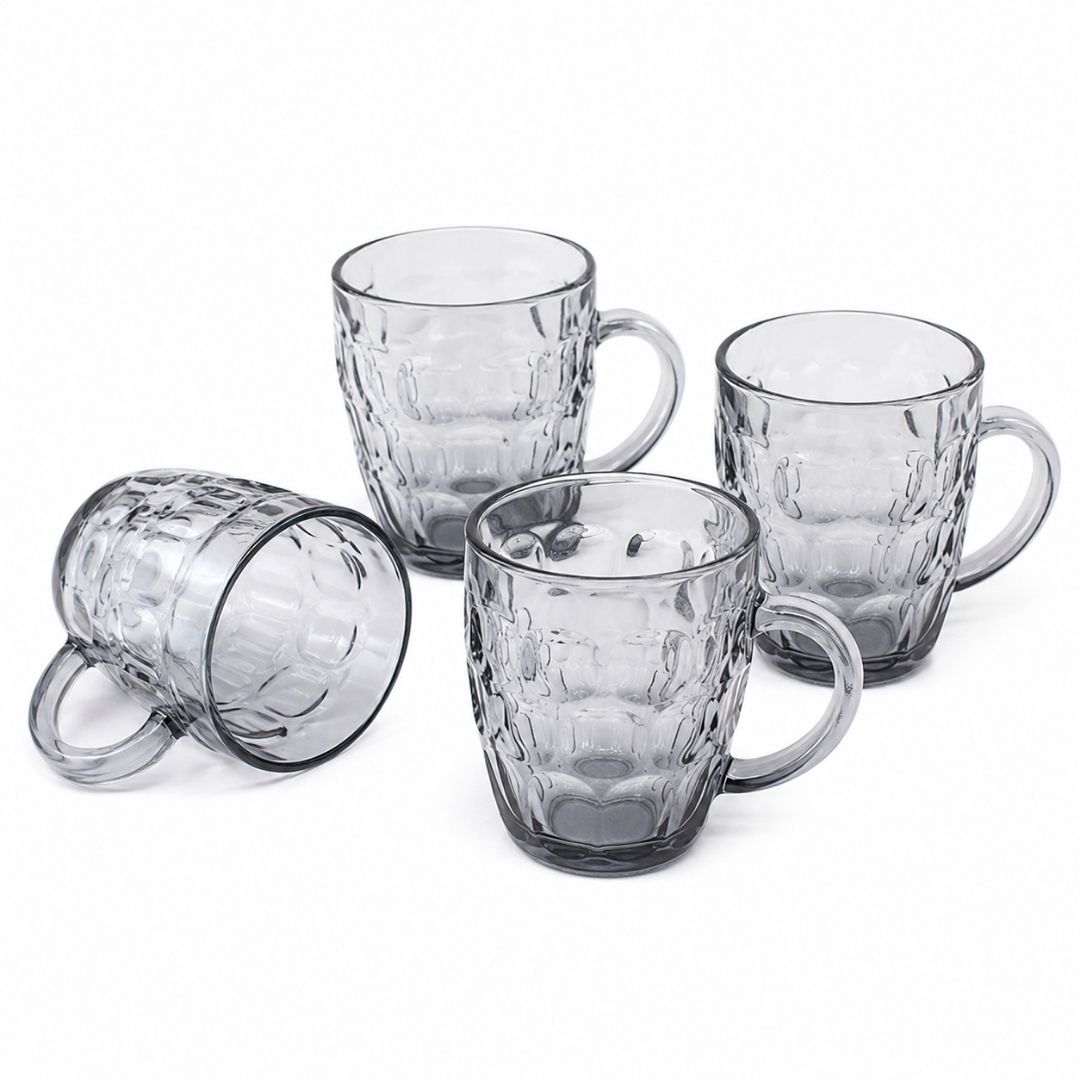 Set De 4 Tarros De Vidrio Transparente Con Asa 500 ml