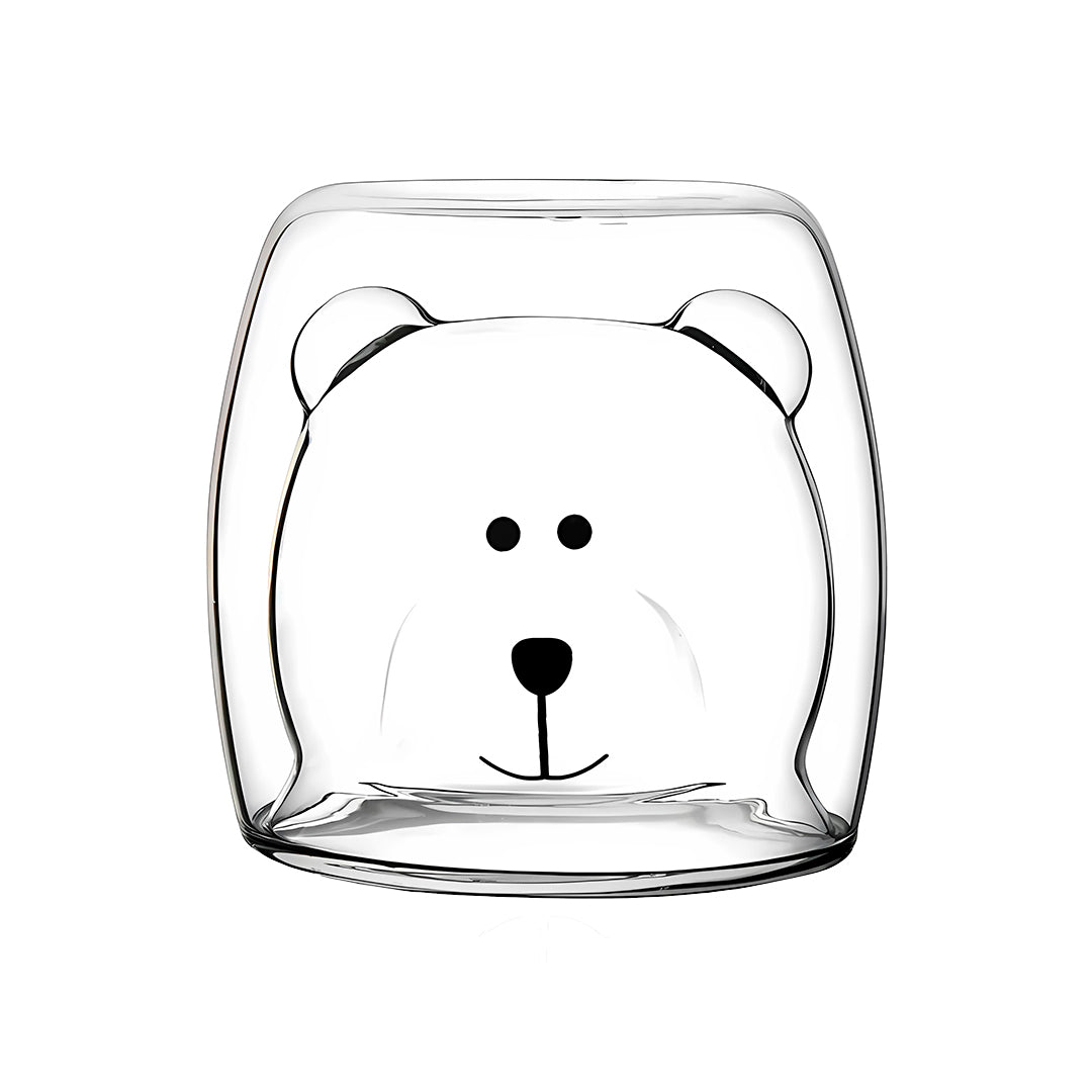 Vaso de Vidrio con Diseño 3D de Oso Varios Colores 9 x 8.5 x 7 cm