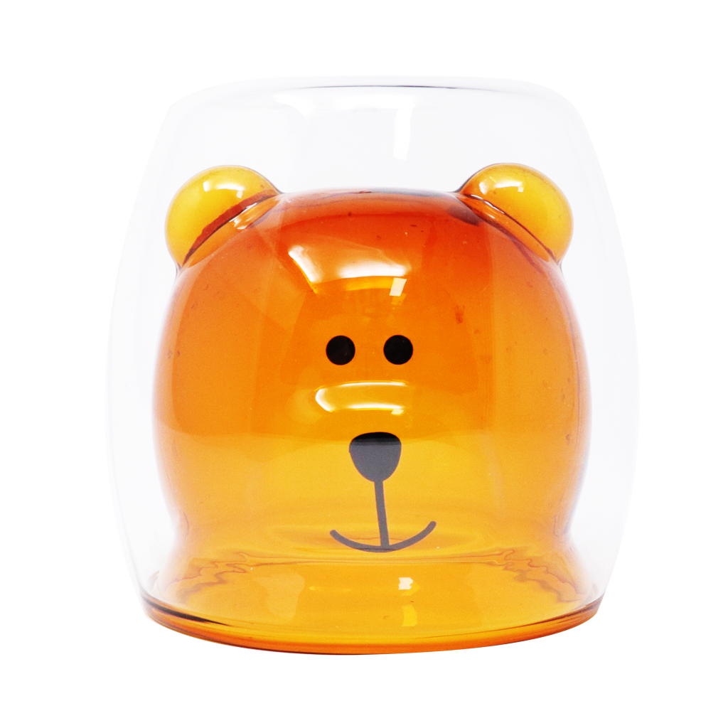 Vaso de Vidrio con Diseño 3D de Oso Varios Colores 9 x 8.5 x 7 cm