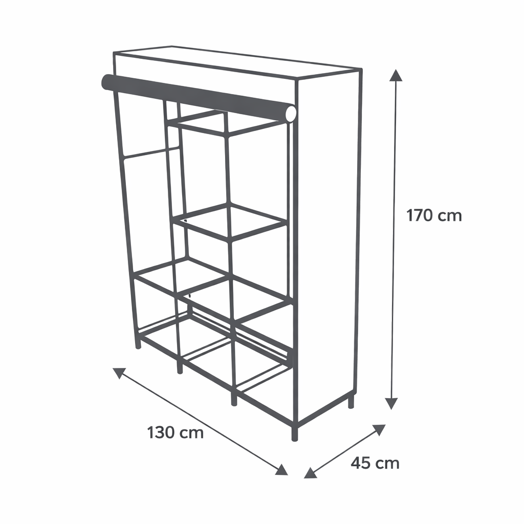 Armario de Tela Grande Color Gris