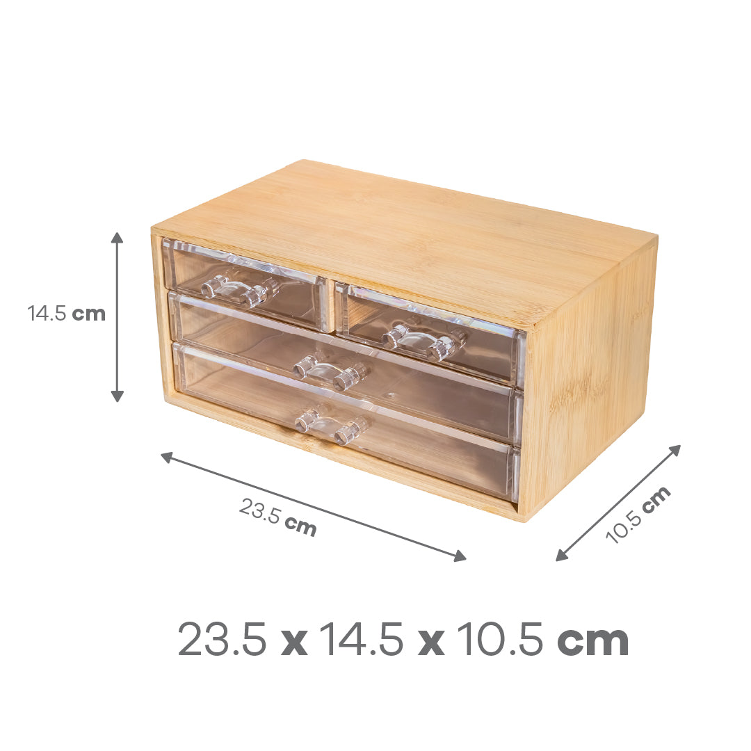 Mini Cajonera de Bambú con 4 Cajones
