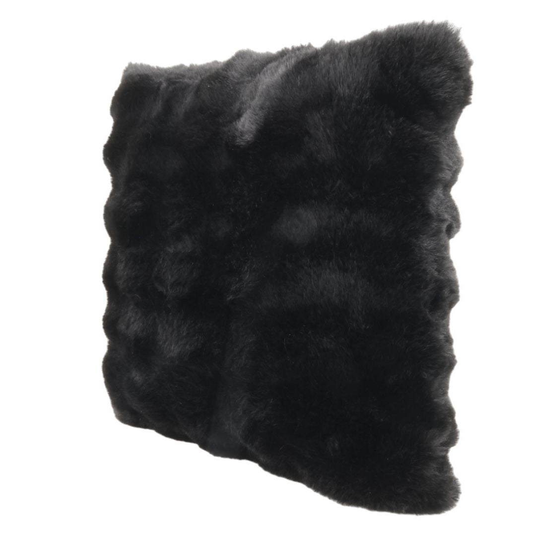 Cojín Suave tipo Peluche Cuadrado Negro - 45 cm