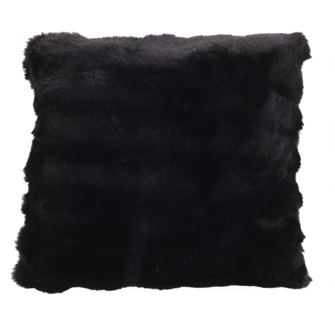 Cojín Suave tipo Peluche Cuadrado Negro - 45 cm