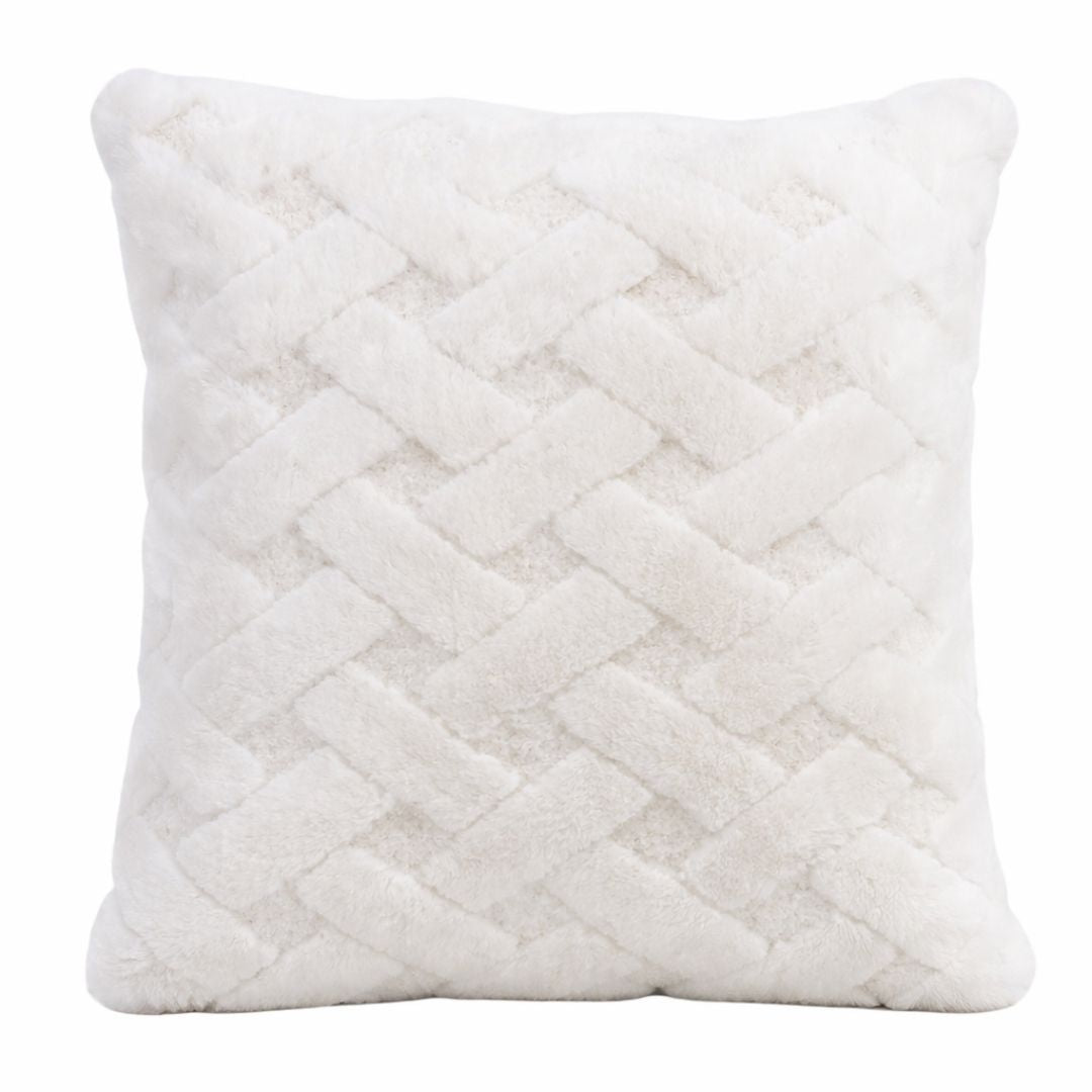 Cojín Suave Cuadrado con Textura Blanco - 45 cm