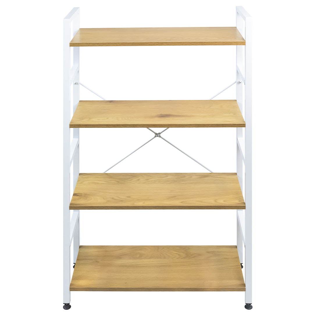 Librero de Estilo Industrial con 4 Estantes de Madera Clara