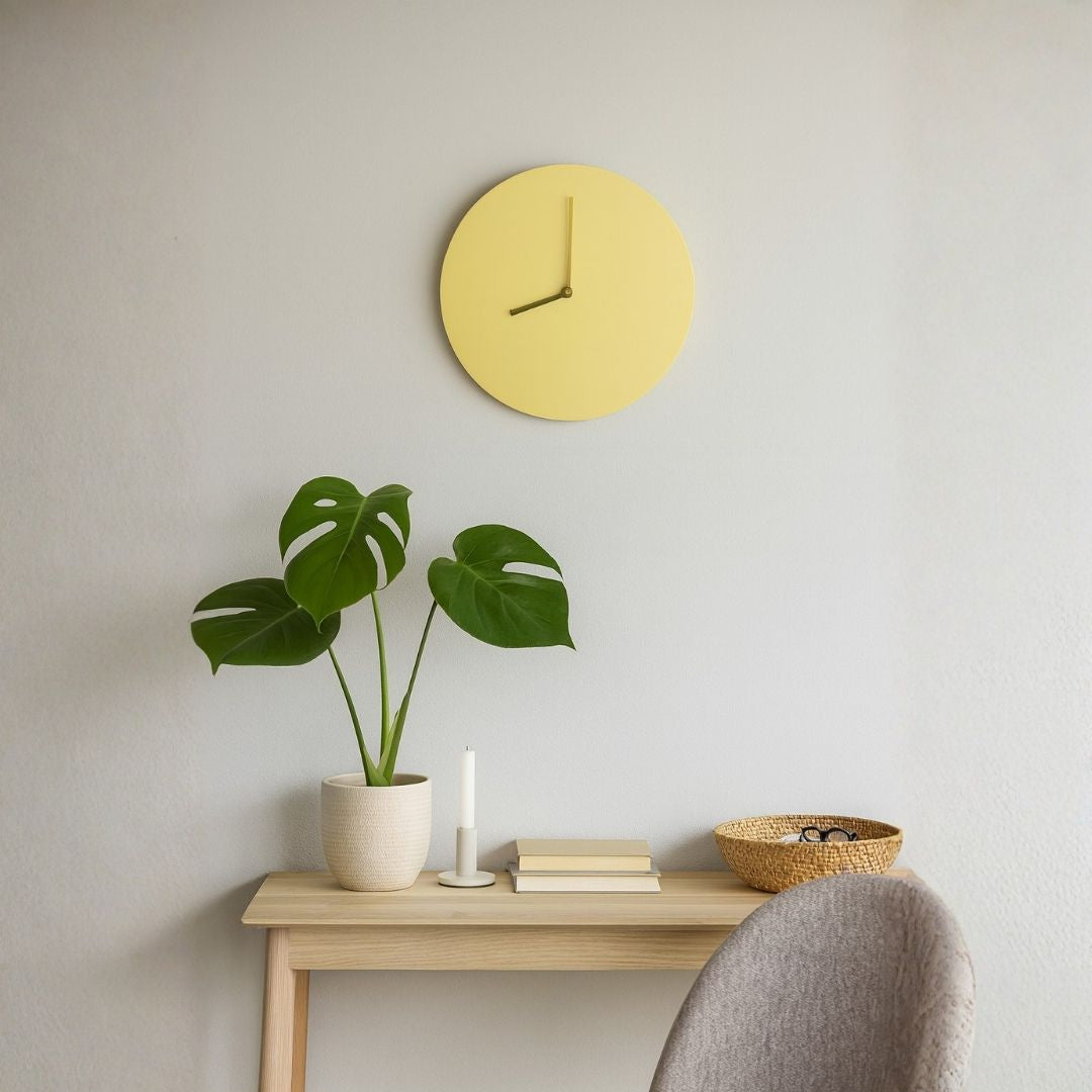 Reloj Pared Amarillo Minimalista