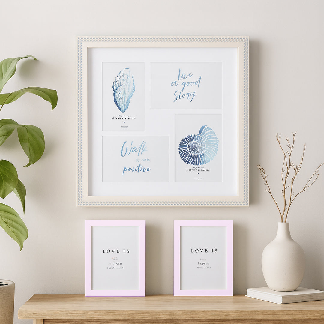 Juego de Portarretratos Minimalistas Múltiple Gris y Rosa