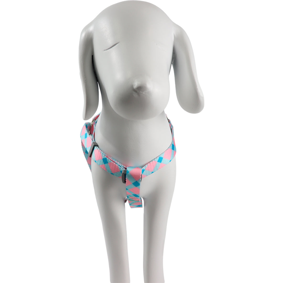 Arnés para Mascota Ajustable Geométrico Azul y Rosa - 55 cm