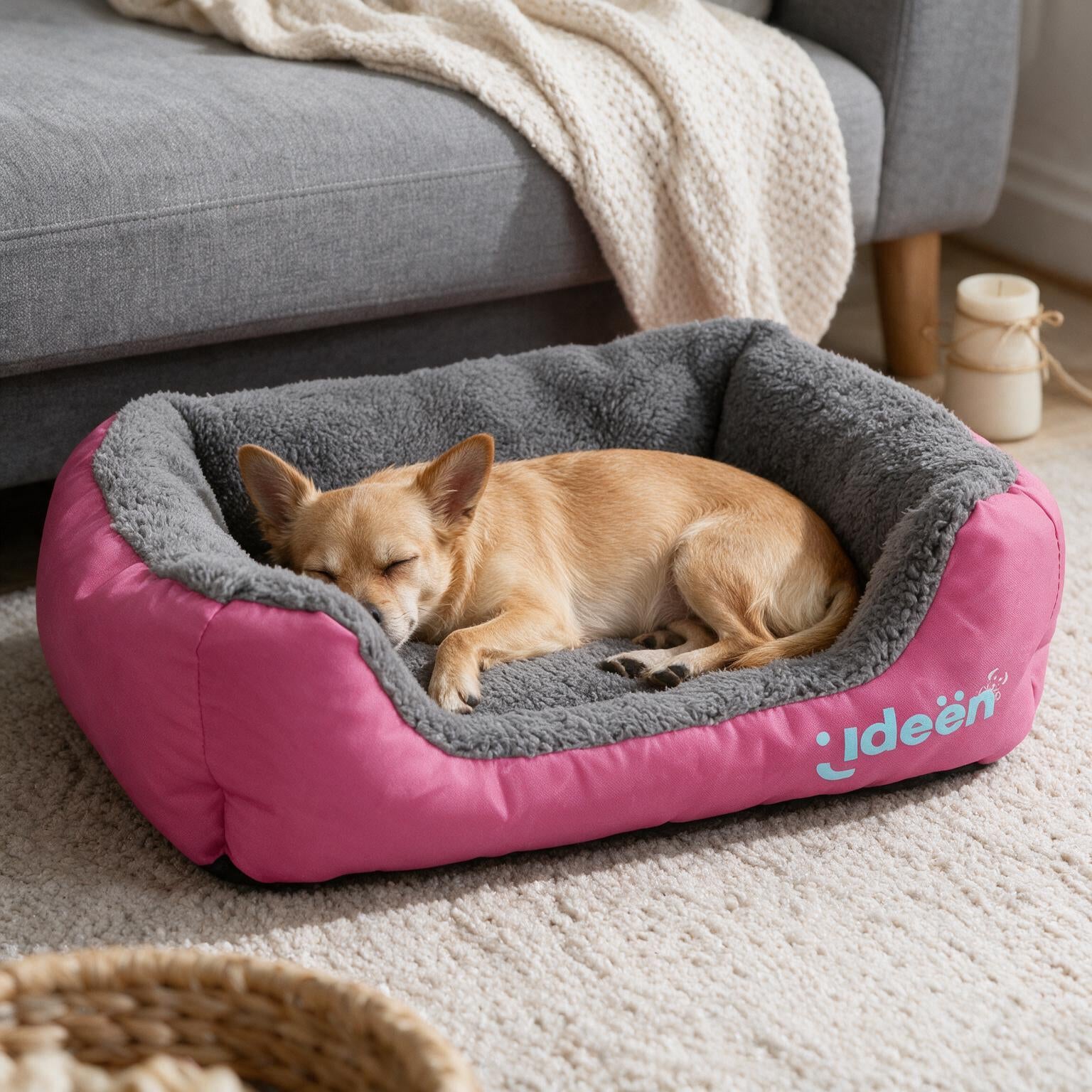 Cama para Mascotas Acolchonada Color Rosa - Suave, Resistente y Cómoda