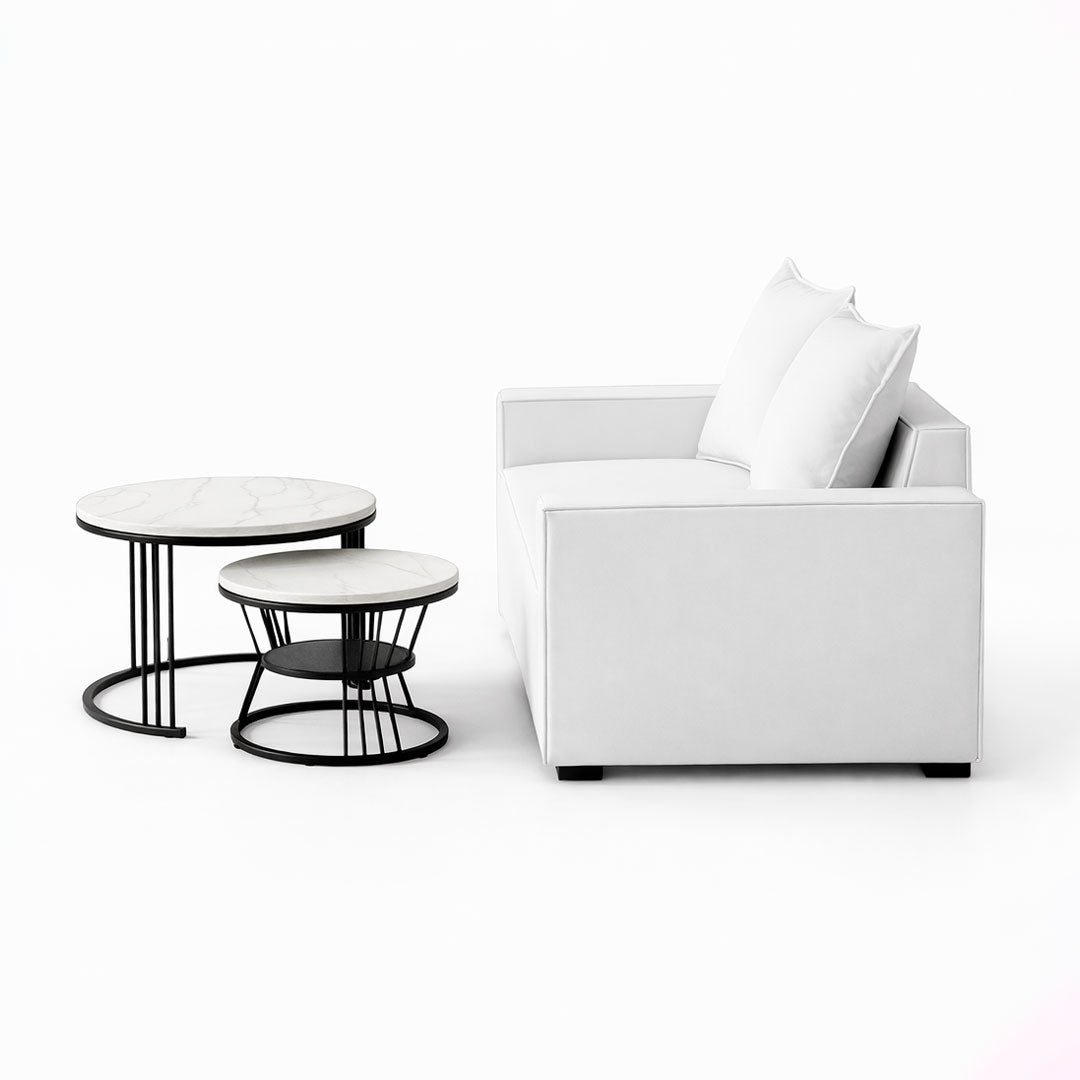 Set de Sala Blanca y Mesa de Centro Blanca Anidadle