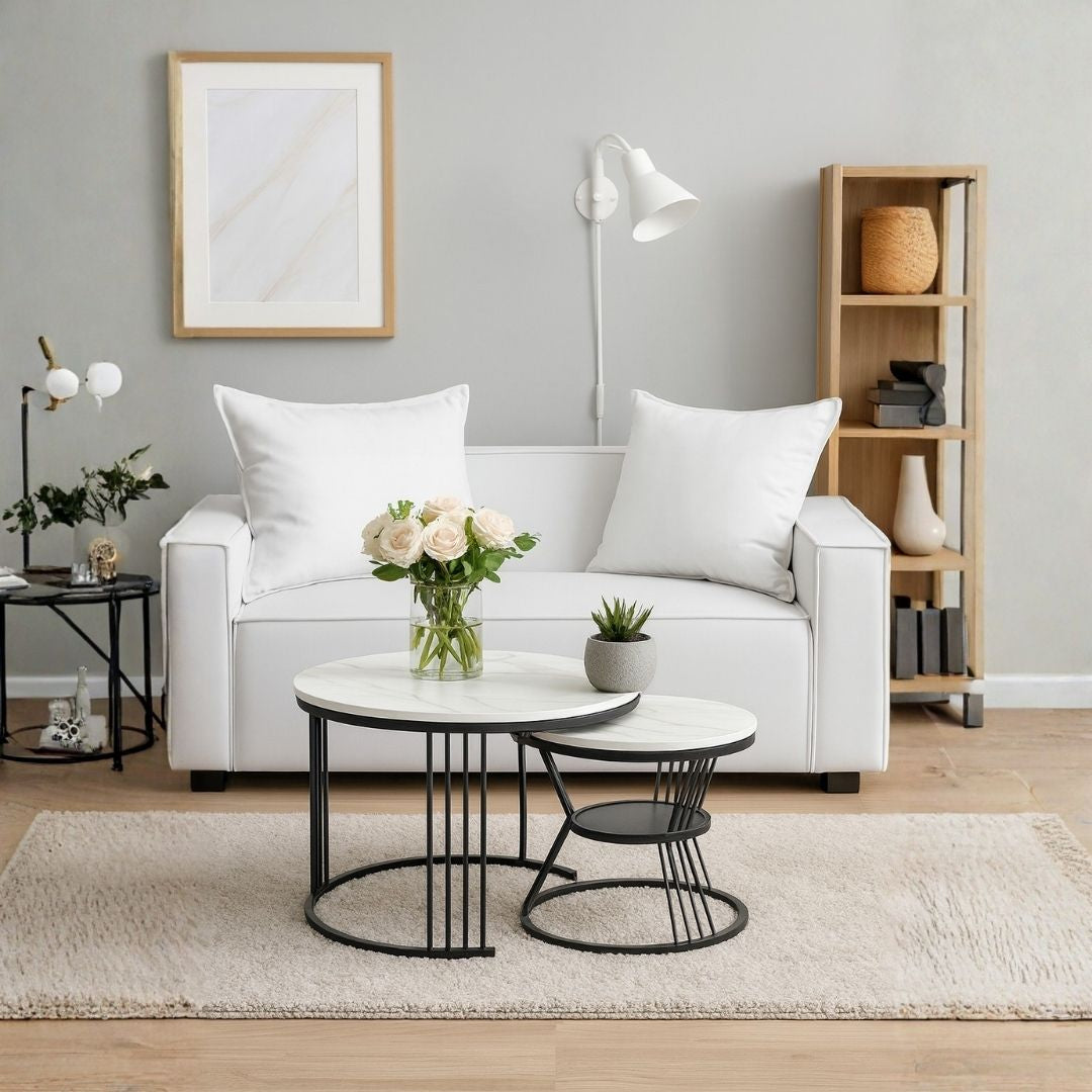 Set de Sala Blanca y Mesa de Centro Blanca Anidadle