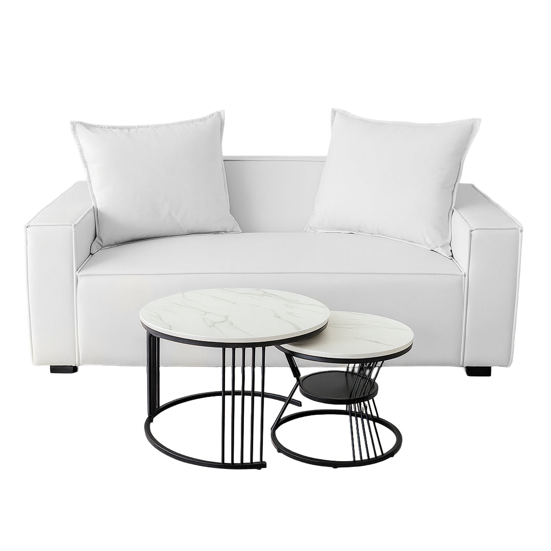 Set de Sala Blanca y Mesa de Centro Blanca Anidadle