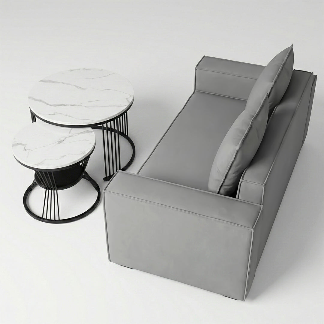 Set de Sala Gris y Mesa de Centro Blanca Anidadle