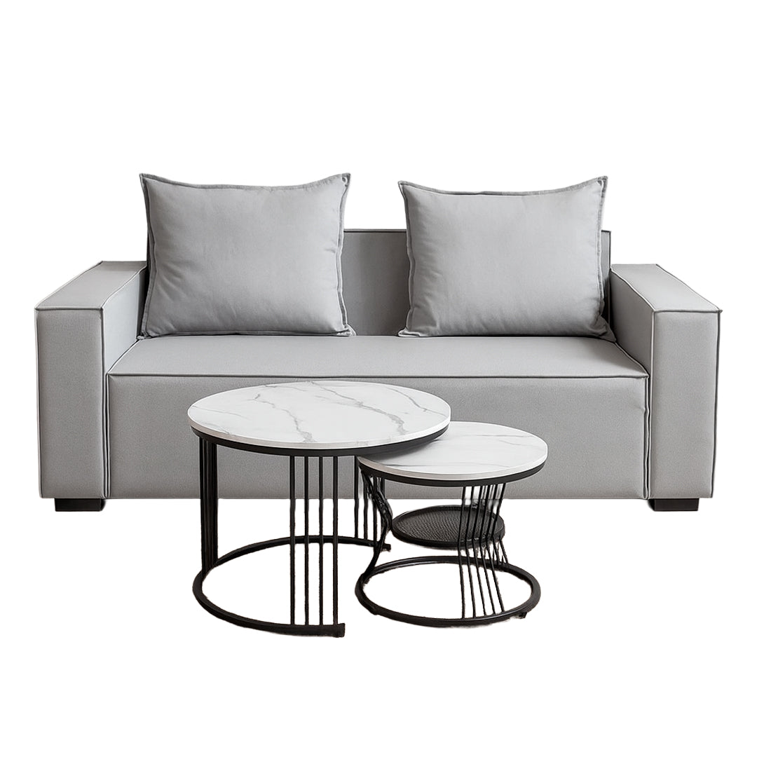 Set de Sala Gris y Mesa de Centro Blanca Anidadle