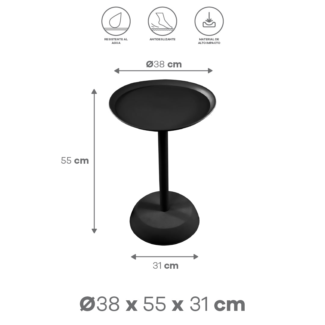 Mesa Auxiliar Redonda “Tulipán” - Color Negra