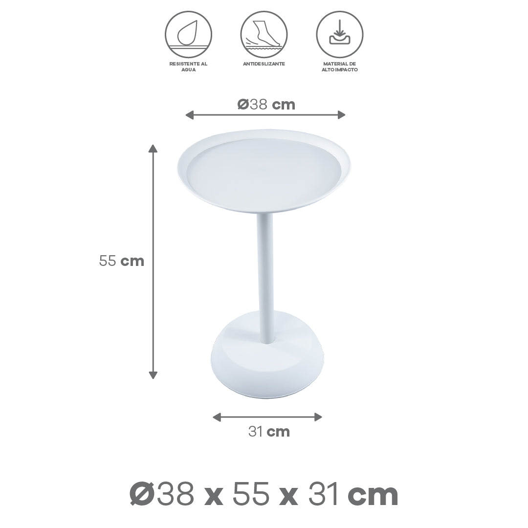 Mesa Auxiliar Redonda “Tulipán” - Color Blanco