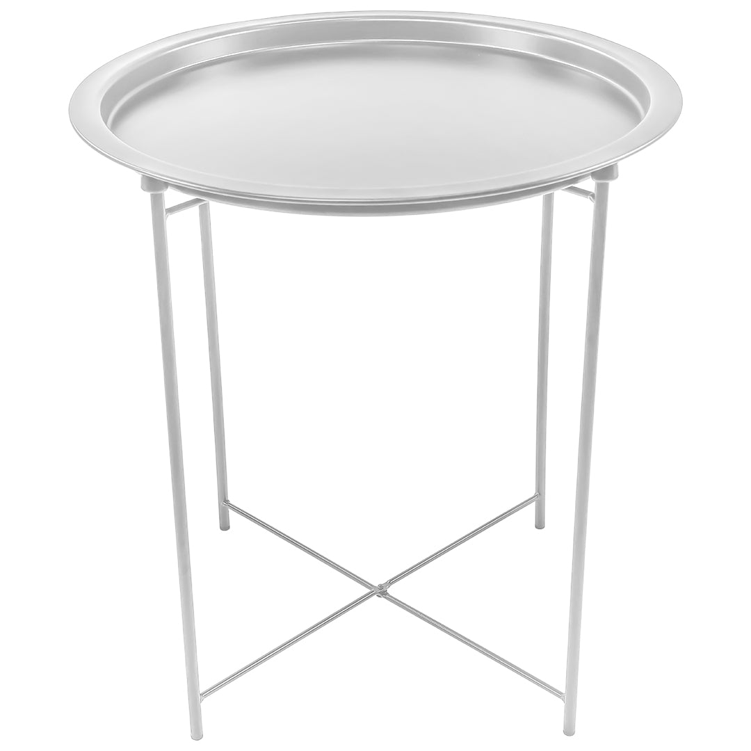 Mesa Lateral con Bandeja Redonda - Color Blanco