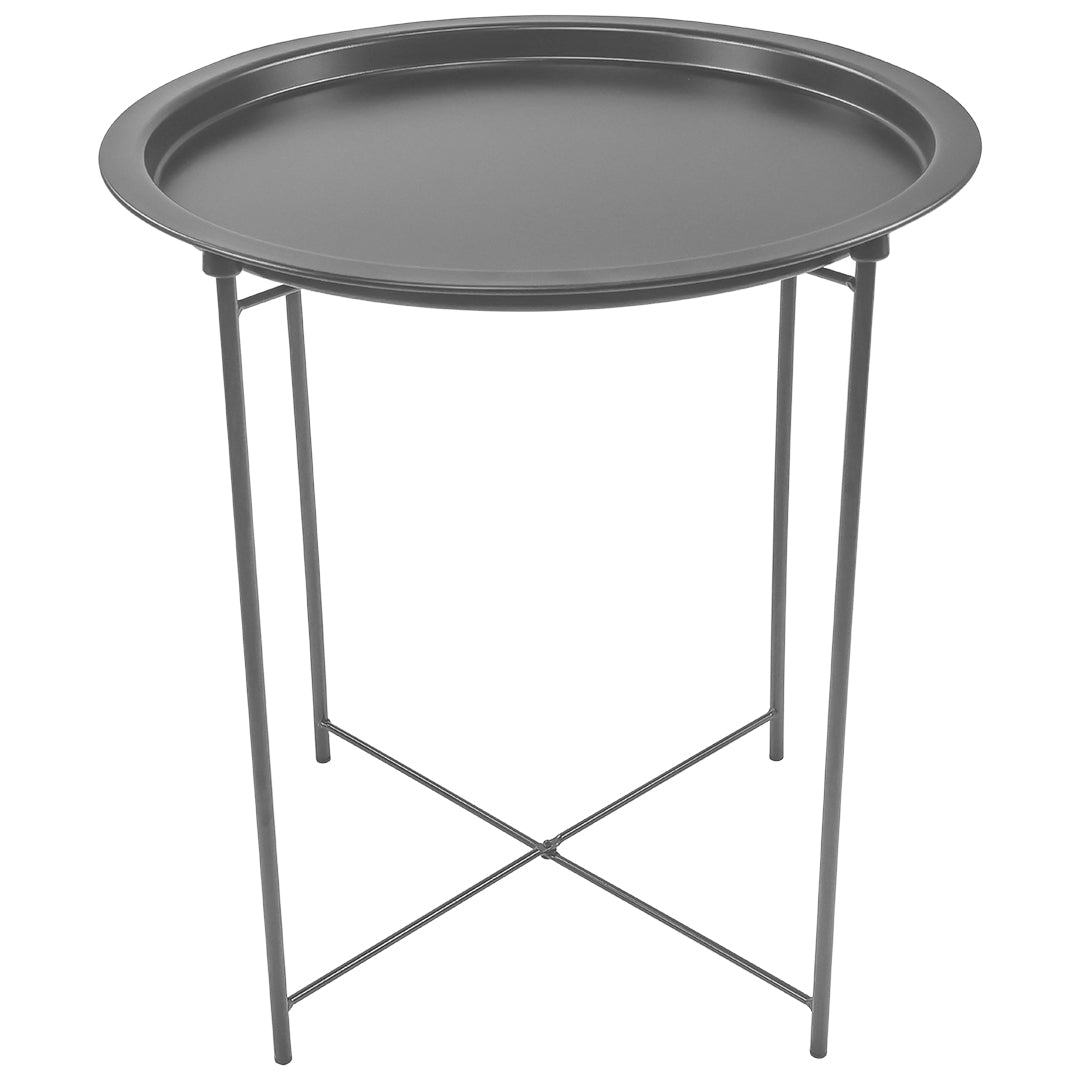 Mesa Lateral con Bandeja Redonda - Color Gris