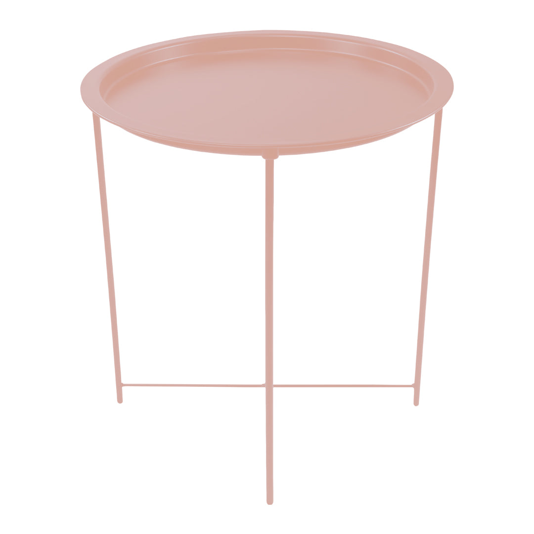 Mesa Lateral con Bandeja Redonda - Color Cafe Claro