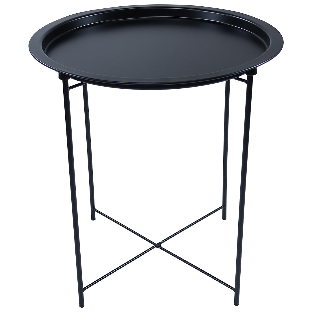 Mesa Lateral con Bandeja Redonda - Color Negra