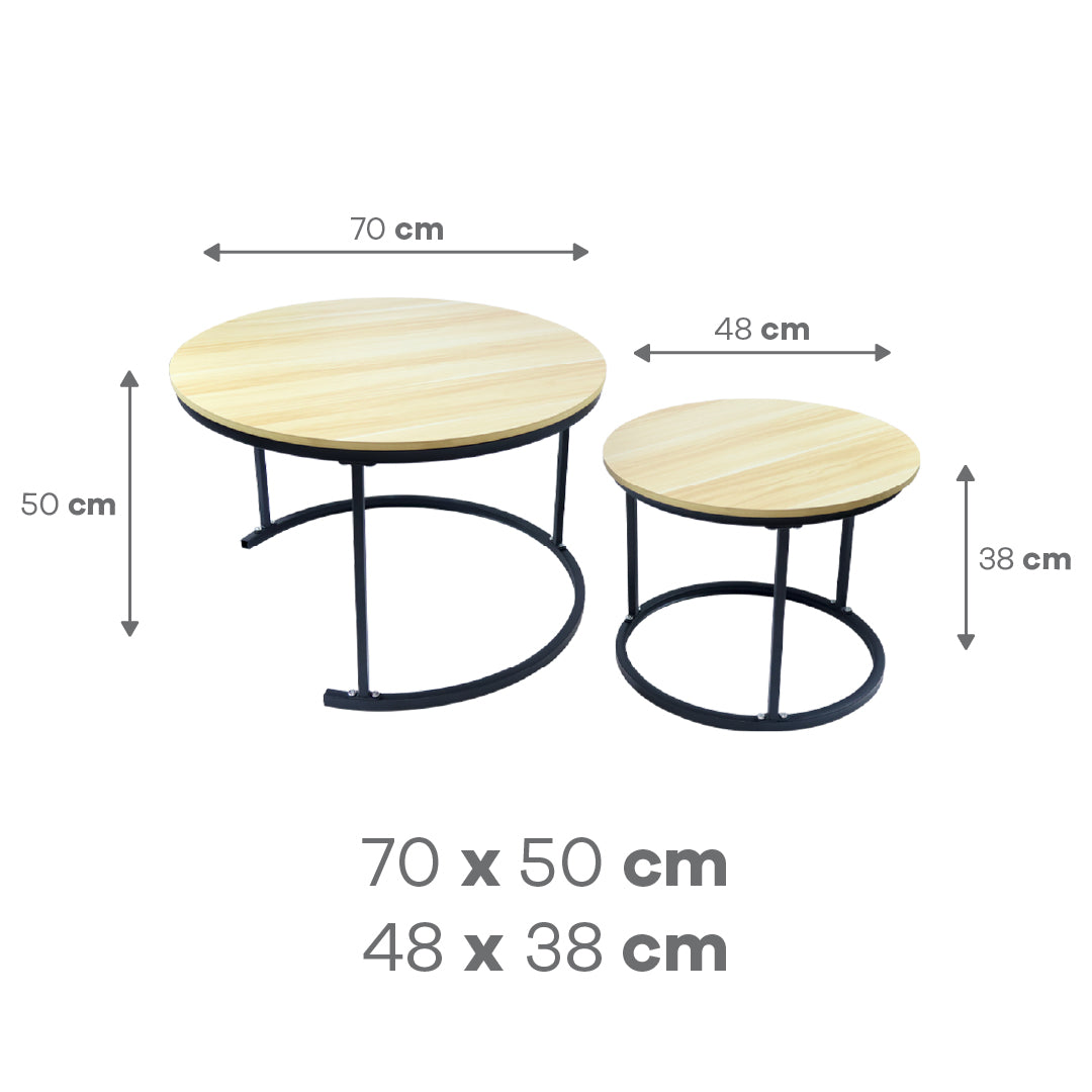 Juego de 2 Mesas Redondas de Centro Anidables