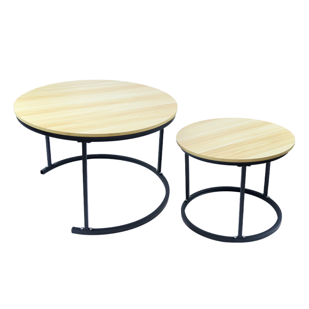 Juego de 2 Mesas Redondas de Centro Anidables