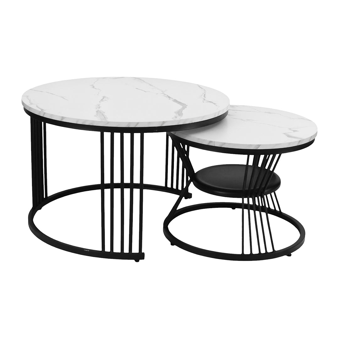 Juego de Mesas Anidables - Color Blanco y Negro