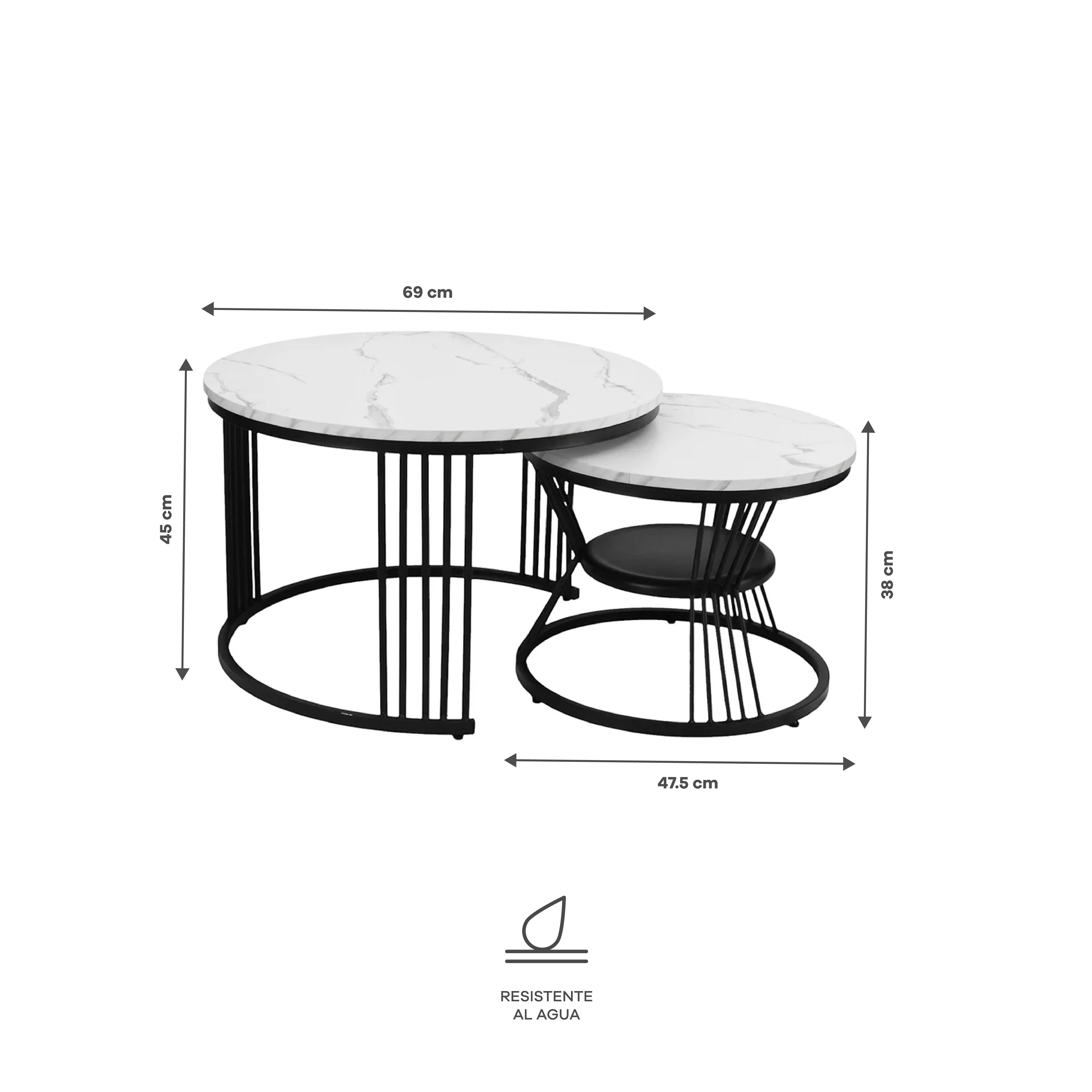 Set de Sala Gris y Mesa de Centro Blanca Anidadle