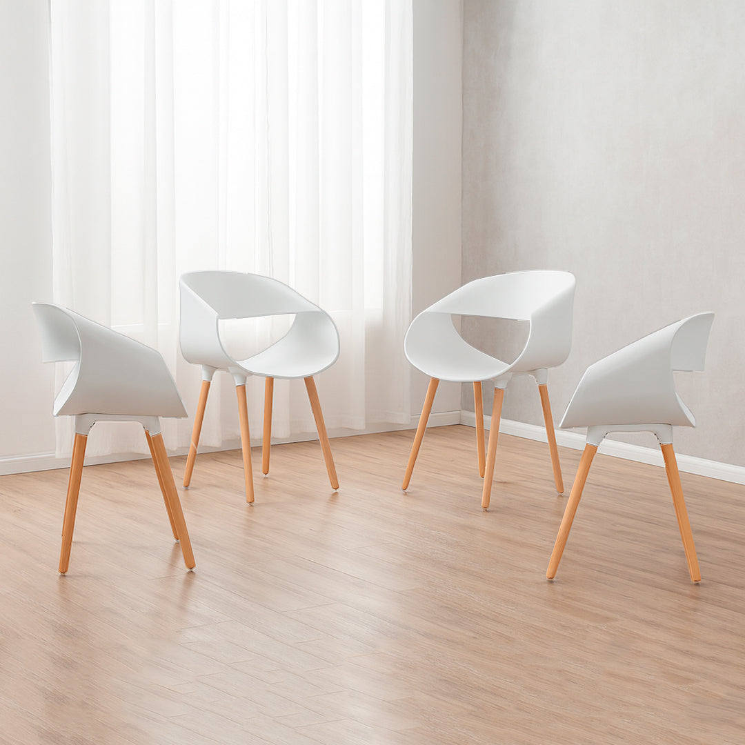 Set de 4 Sillas Tipo Eames Plastic Armchair - Color Blanco