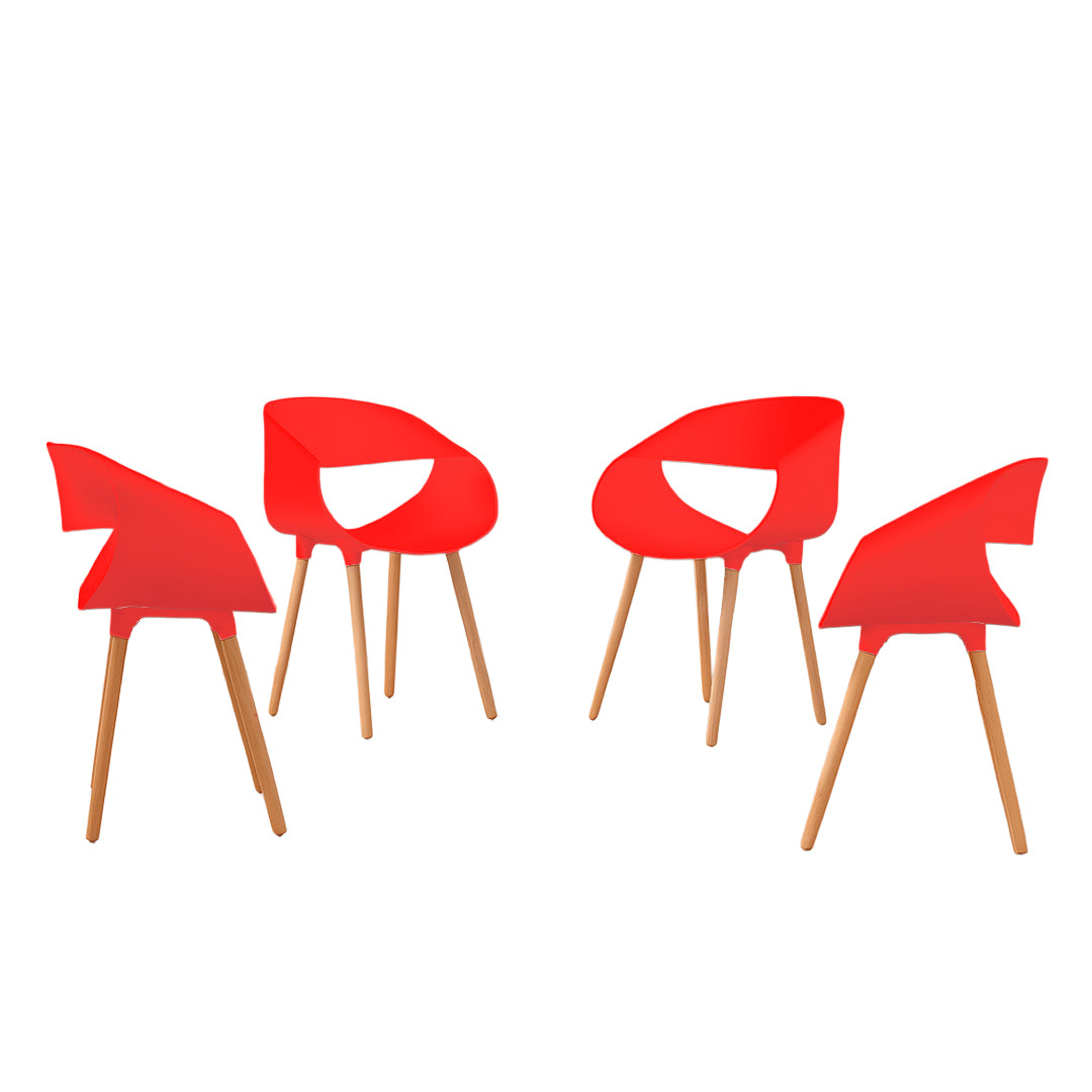 Set de 4 Sillas Tipo Eames Plastic Armchair - Color Rojo