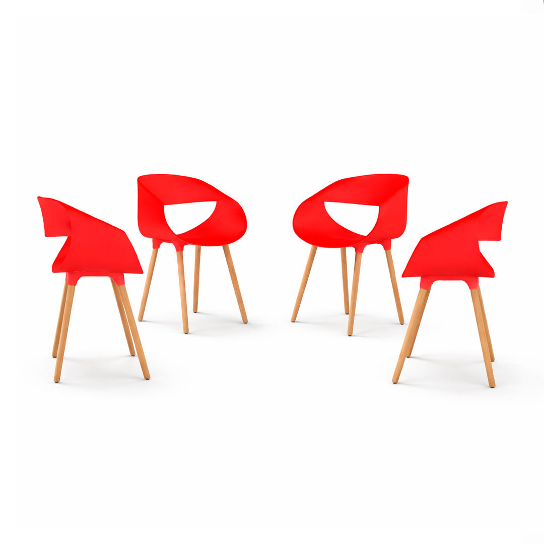 Set de 4 Sillas Tipo Eames Plastic Armchair - Color Rojo