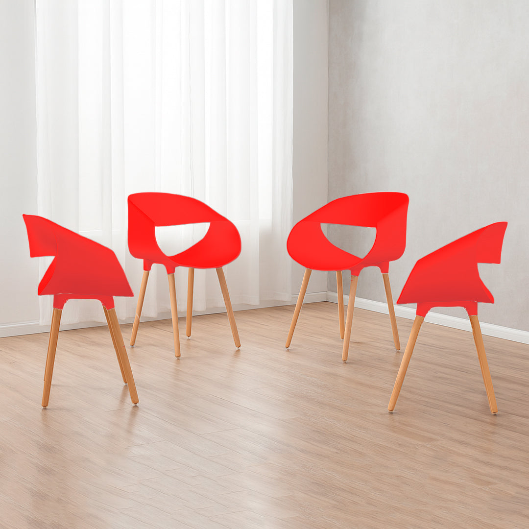 Set de 4 Sillas Tipo Eames Plastic Armchair - Color Rojo
