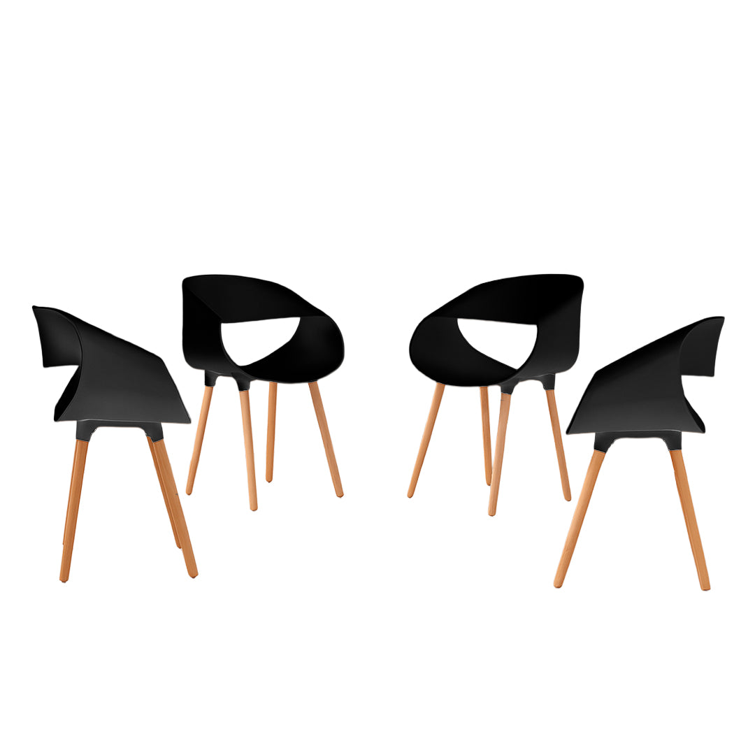 Set de 4 Sillas Tipo Eames Plastic Armchair - Color Negro
