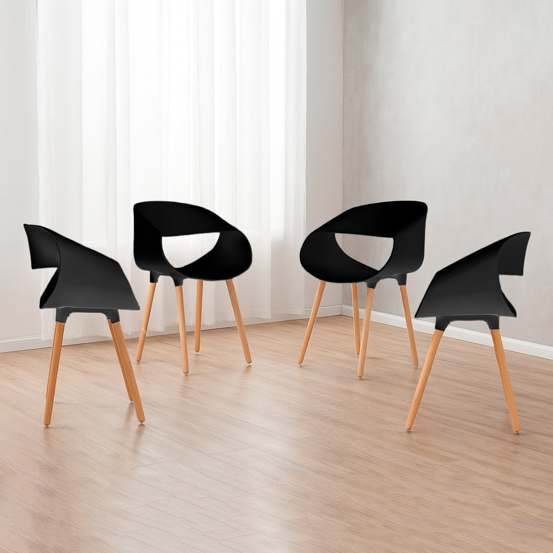 Set de 4 Sillas Tipo Eames Plastic Armchair - Color Negro