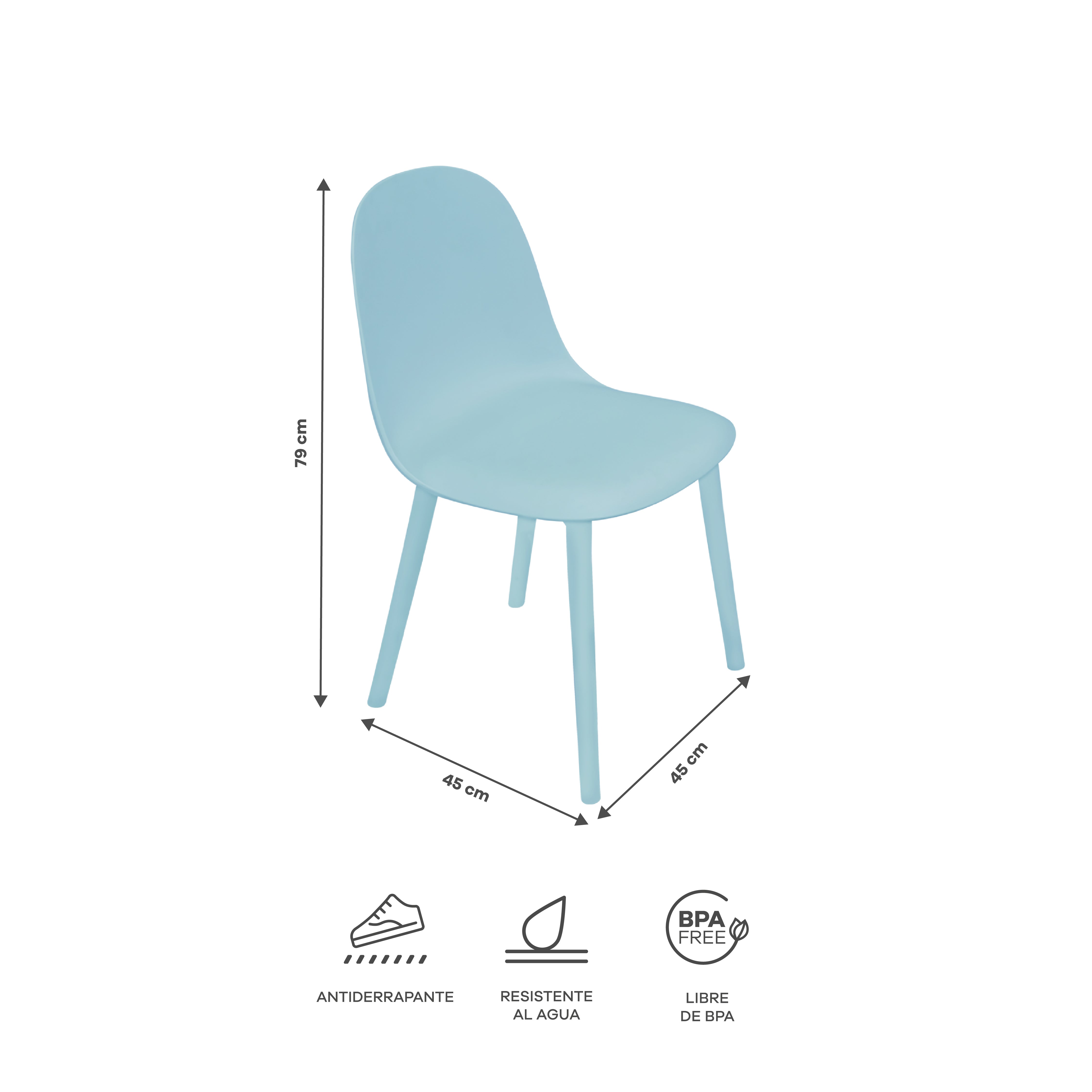Set de 4 Sillas Ergonómicas – Color Azul