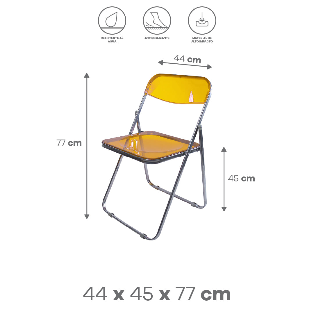 Silla Plegable Transparente - Color Amarillo