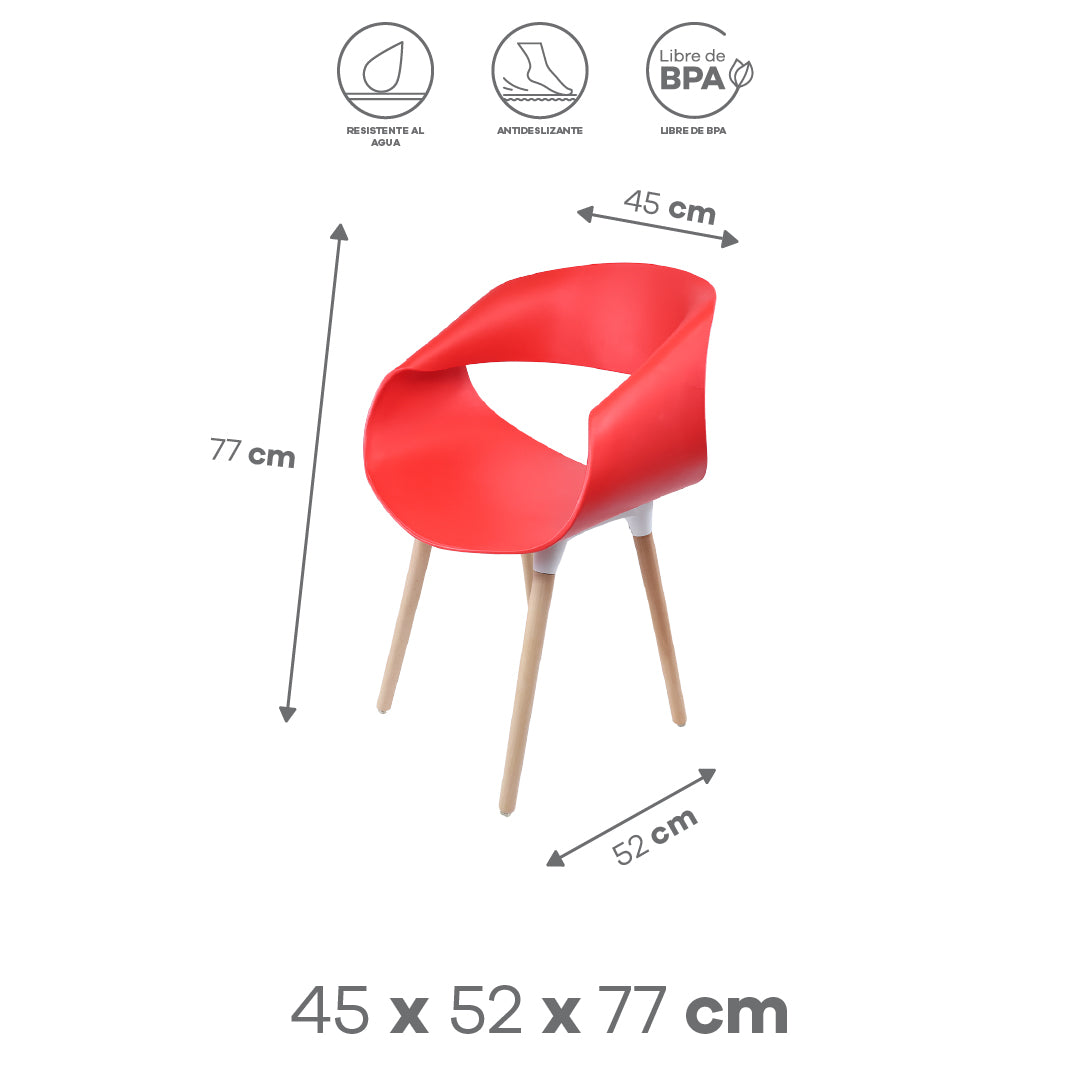 Silla Tipo Eames Plastic Armchair - Color Rojo