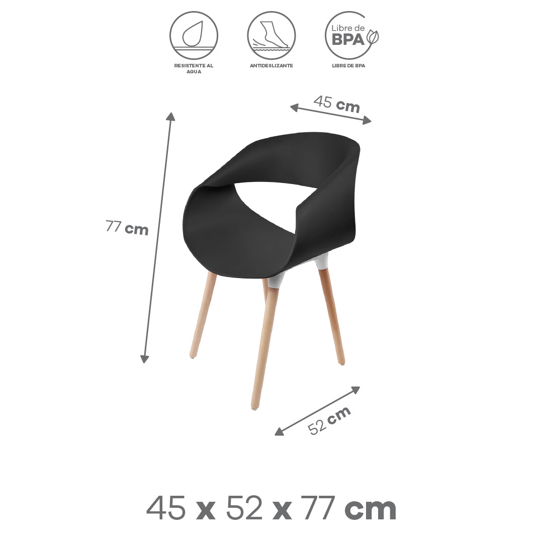 Silla Tipo Eames Plastic Armchair - Color Negro