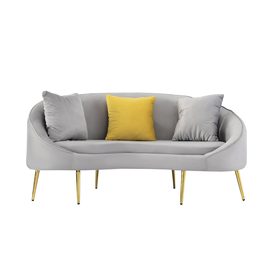 Sofá Curvo de 3 Plazas – Gris Claro