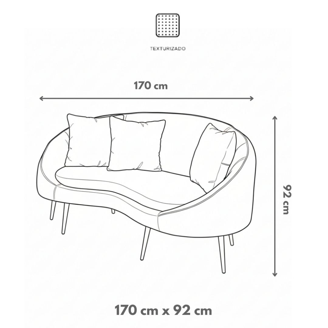 Sofá Curvo de 3 Plazas – Gris Claro