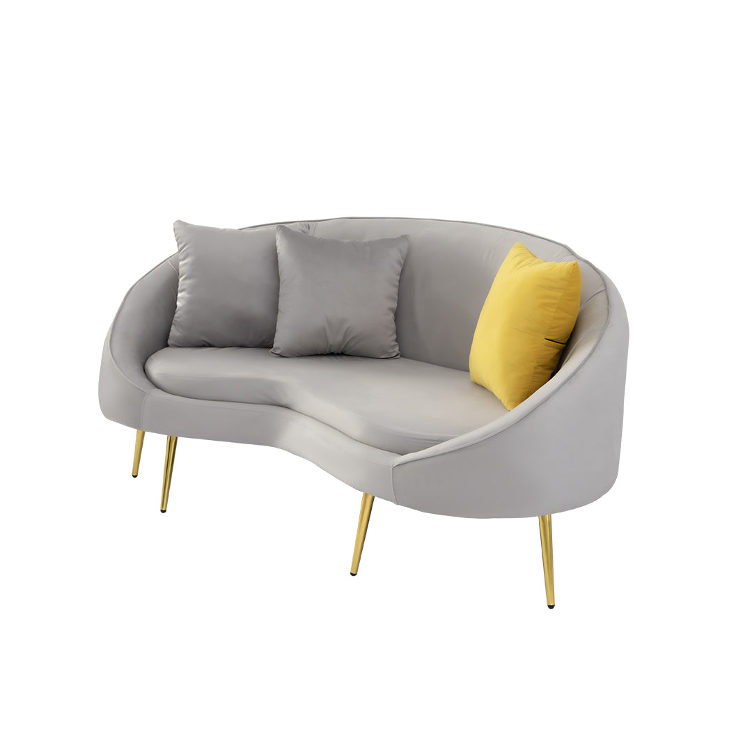 Sofá Curvo de 3 Plazas – Gris Claro