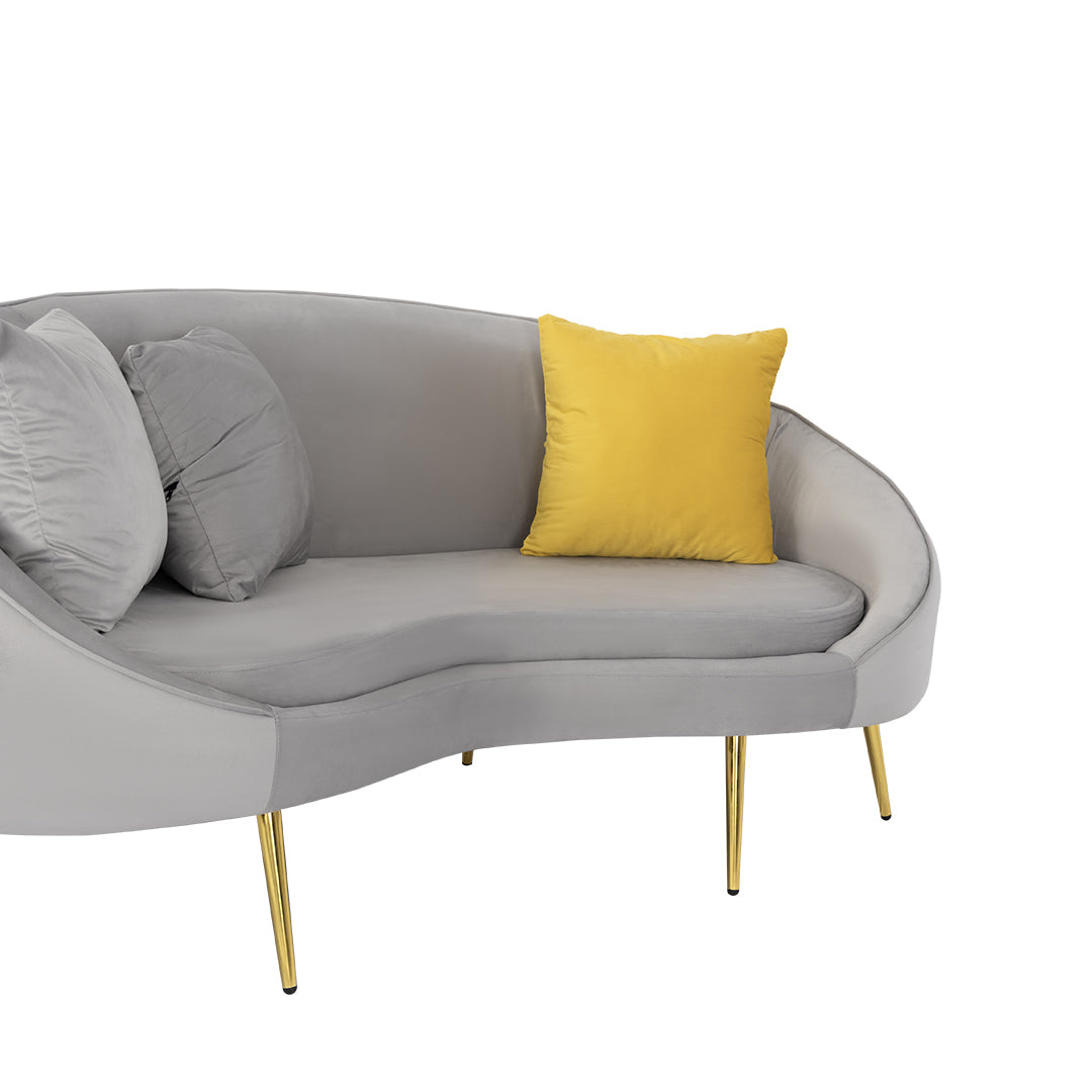 Sofá Curvo de 3 Plazas – Gris Claro