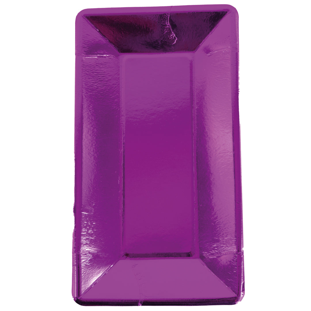 Plato Rectangular Magenta Metalico 8 Piezas