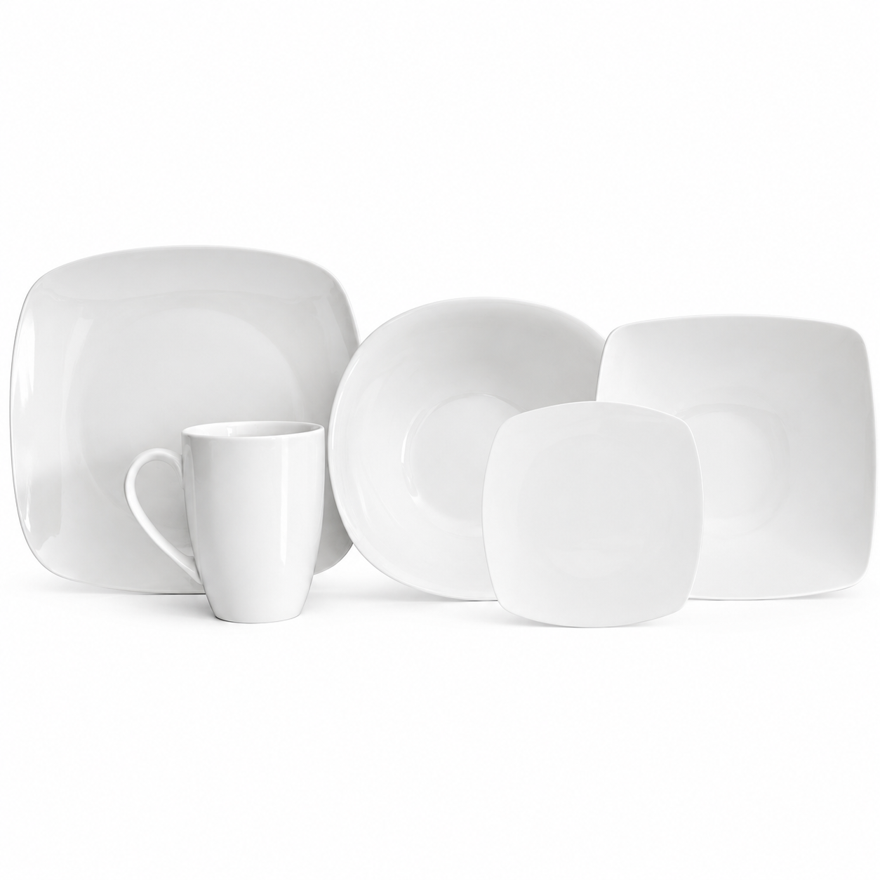 Vajilla KVADRAT Set Individual - Cerámica Blanca 5 piezas