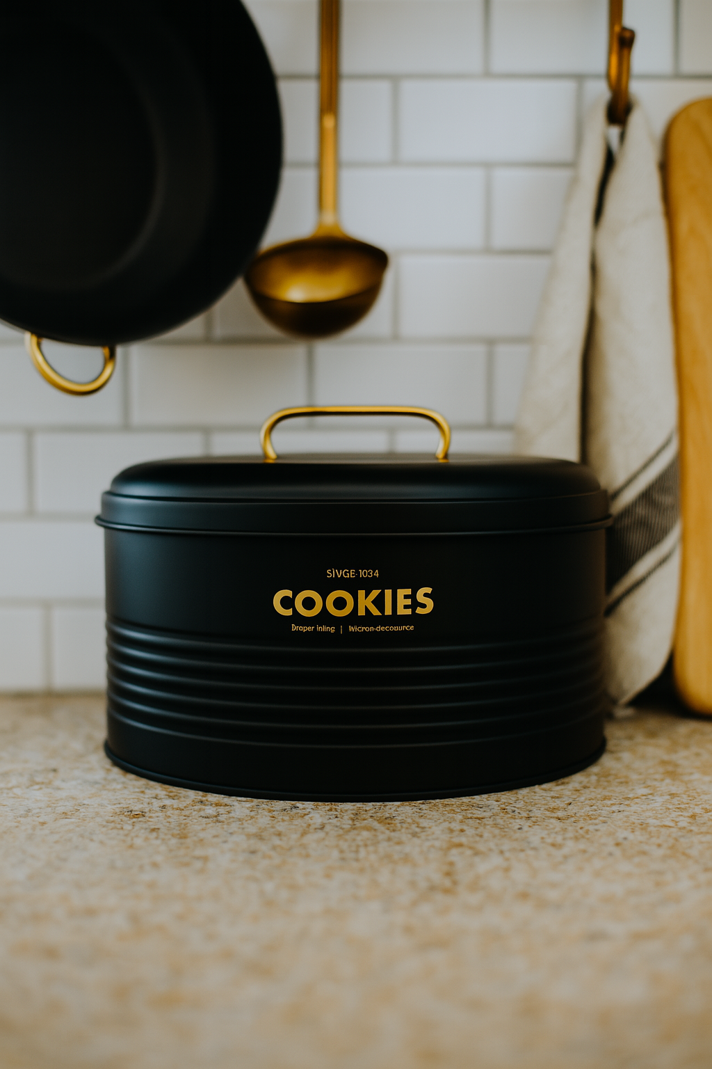 Contenedor Metálico Retro Redondo Negro Mate - Cookies
