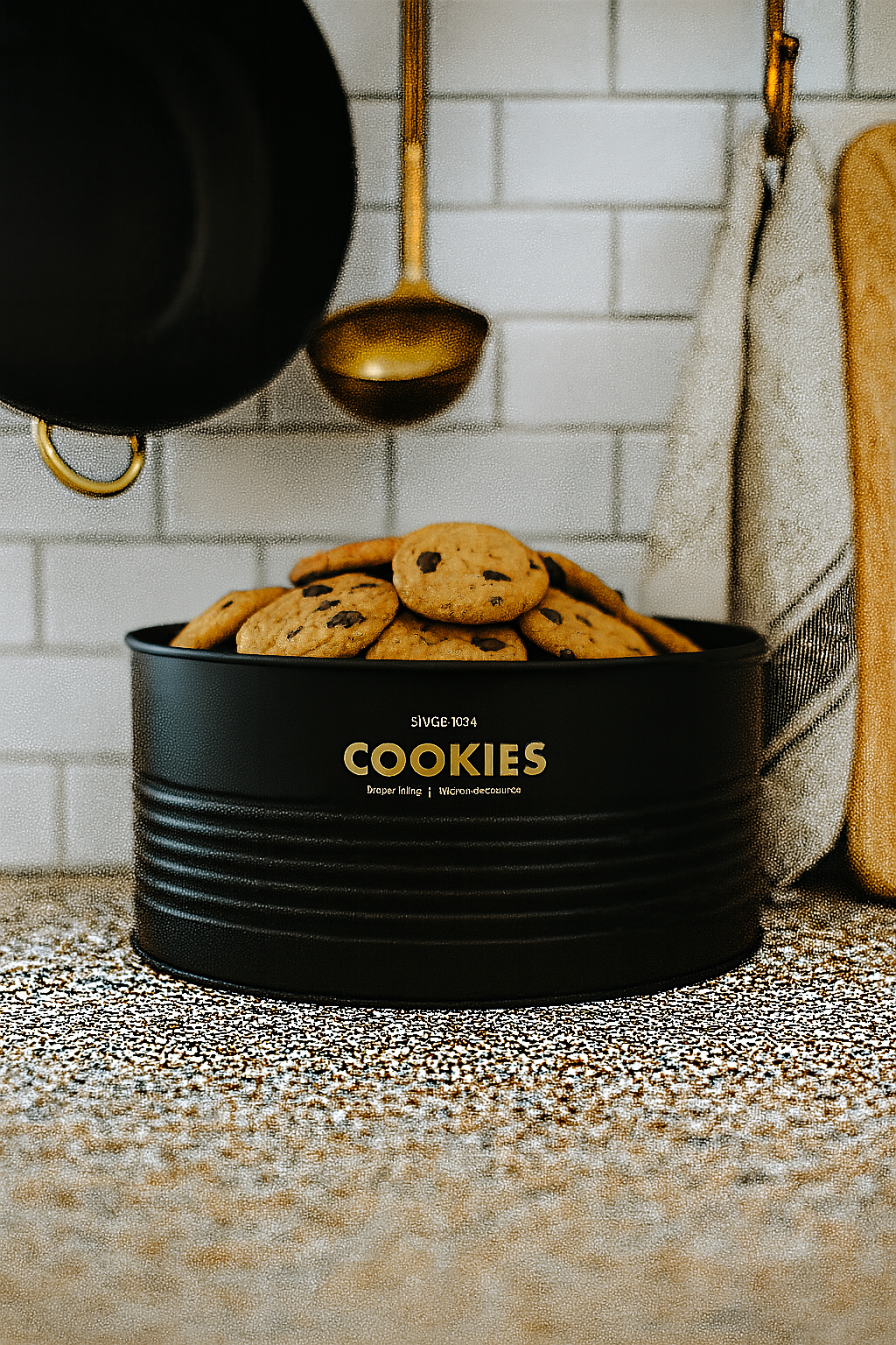 Contenedor Metálico Retro Redondo Negro Mate - Cookies