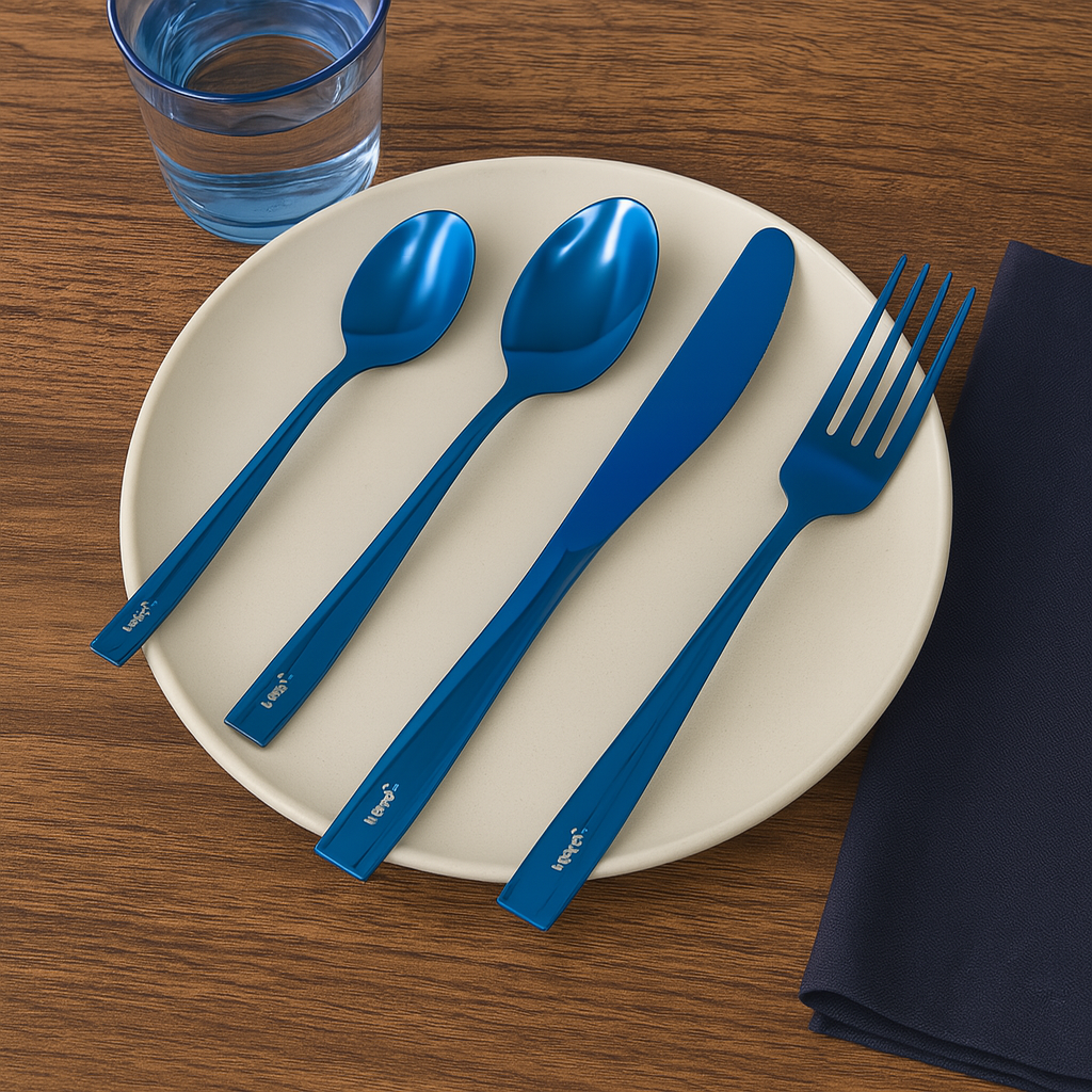 Set de Cubiertos Color Azul para 4 personas - 16 piezas