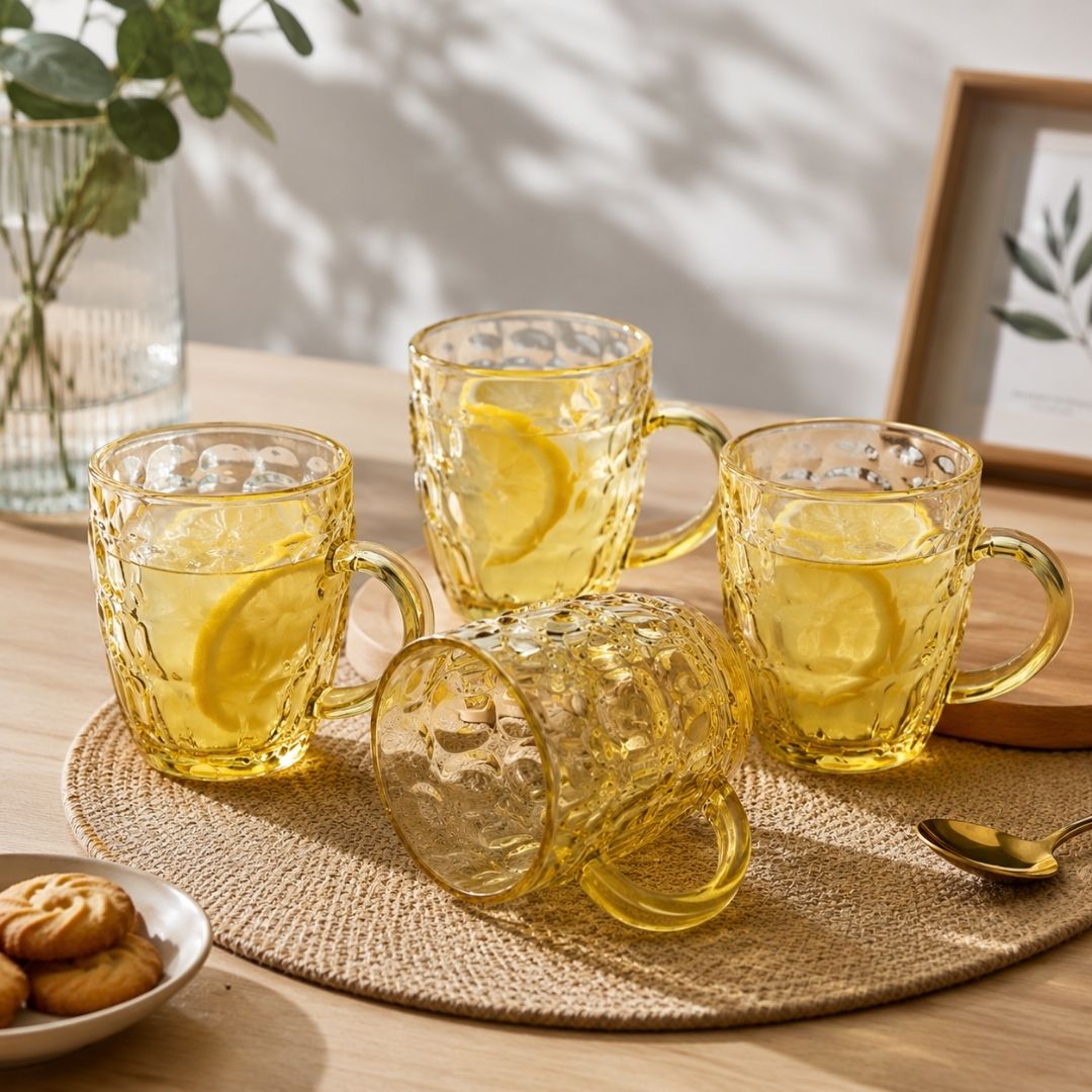 Set De 4 Tarros De Vidrio Transparente Con Asa 500 ml