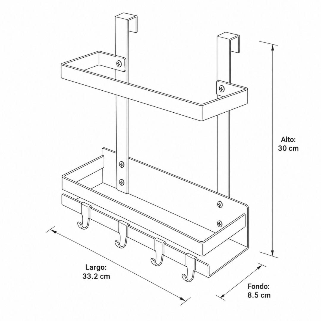 Rejilla Metálica para Utensilios de Cocina - Blanca